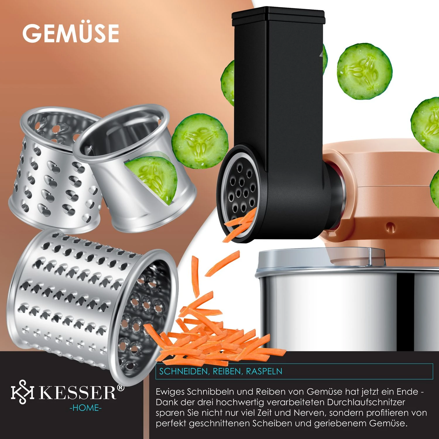 KESSER® 3 In 1 Universal Küchenmaschine K-KM 3000 Mit Fleischwolf Knetmaschine Multifuntionale Rührmaschine 5,5L Schüssel Mit 3 Rührwerkzeuge 1,5L Entsafter Wurst Set Pasta & Plätzchenformen 4 KESSER® 3 In 1 Universal Küchenmaschine K-KM 3000 Mit Fleischwolf Knetmaschine Multifuntionale Rührmaschine 5,5L Schüssel Mit 3 Rührwerkzeuge 1,5L Entsafter Wurst Set Pasta & Plätzchenformen – Bild 4