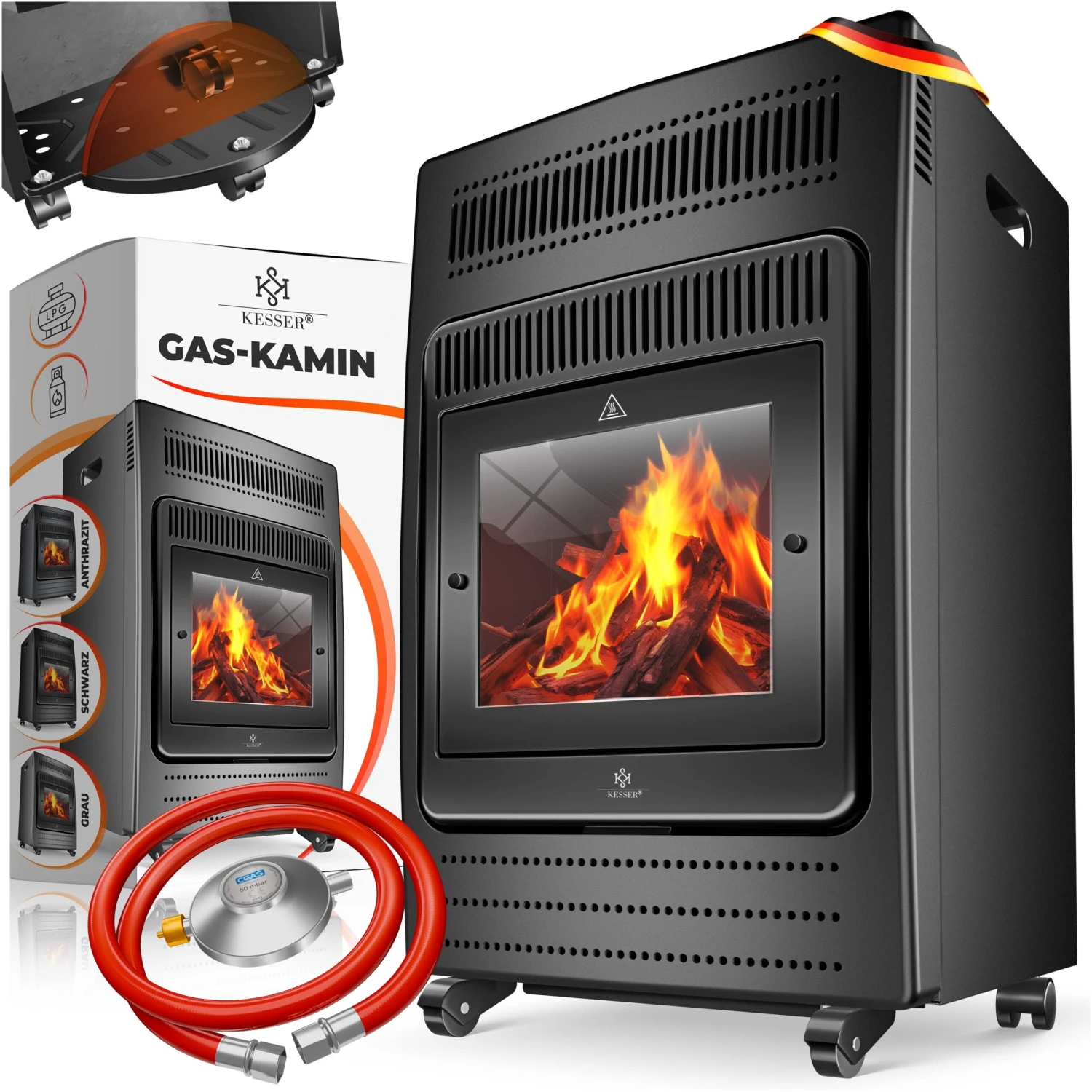 KESSER® Gasheizer Gasheizofen Heizstrahler 3,4 KW Gas Kamin Inkl. Gasdruckregler & Gasschlauch 2 Heizstufen Infrarot 3400W Gasheizstrahler Gasheizung Butan- Oder Propangasflaschen Bis 11kg Schwarz 1 KESSER® Gasheizer Gasheizofen Heizstrahler 3,4 KW Gas Kamin Inkl. Gasdruckregler & Gasschlauch 2 Heizstufen Infrarot 3400W Gasheizstrahler Gasheizung Butan- Oder Propangasflaschen Bis 11kg Schwarz