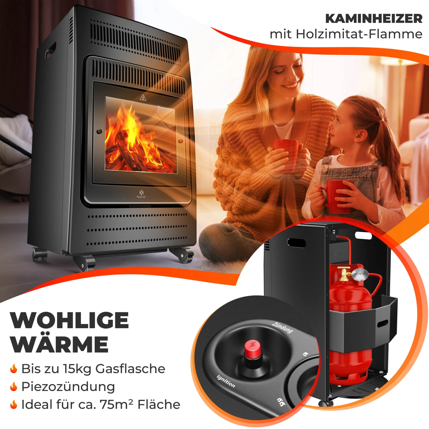 KESSER® Gasheizer Gasheizofen Heizstrahler 3,4 KW Gas Kamin Inkl. Gasdruckregler & Gasschlauch 2 Heizstufen Infrarot 3400W Gasheizstrahler Gasheizung Butan- Oder Propangasflaschen Bis 11kg Schwarz 3 KESSER® Gasheizer Gasheizofen Heizstrahler 3,4 KW Gas Kamin Inkl. Gasdruckregler & Gasschlauch 2 Heizstufen Infrarot 3400W Gasheizstrahler Gasheizung Butan- Oder Propangasflaschen Bis 11kg Schwarz – Bild 3