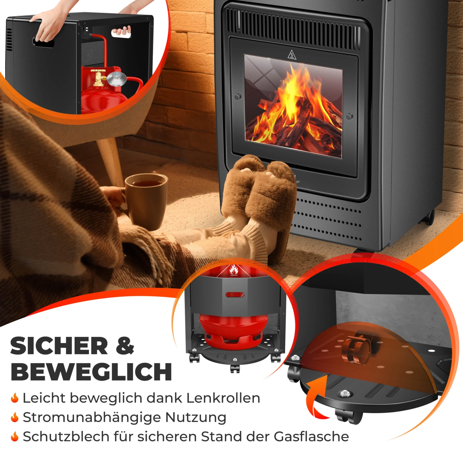 KESSER® Gasheizer Gasheizofen Heizstrahler 3,4 KW Gas Kamin Inkl. Gasdruckregler & Gasschlauch 2 Heizstufen Infrarot 3400W Gasheizstrahler Gasheizung Butan- Oder Propangasflaschen Bis 11kg Schwarz 5 KESSER® Gasheizer Gasheizofen Heizstrahler 3,4 KW Gas Kamin Inkl. Gasdruckregler & Gasschlauch 2 Heizstufen Infrarot 3400W Gasheizstrahler Gasheizung Butan- Oder Propangasflaschen Bis 11kg Schwarz – Bild 5