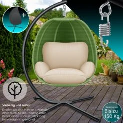KESSER® Luxe Hängesessel Mit Gestell + Weicher Sitzkissen, Seitenpolsterung, Sitz- Und Rückenkissen Hängekorb Indoor & Outdoor, Garten Schaukel Korb Hängestuhl Stabiler Standfuß, Max. 150 Kg 11 KESSER® Luxe Hängesessel Mit Gestell + Weicher Sitzkissen, Seitenpolsterung, Sitz- Und Rückenkissen Hängekorb Indoor & Outdoor, Garten Schaukel Korb Hängestuhl Stabiler Standfuß, Max. 150 Kg -Netto 8600364700 23158 prod 006