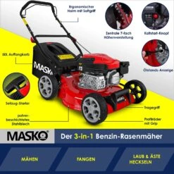MASKO® Benzin Rasenmäher 5in1 Radantrieb EasyClean Reinigungsfunktion Mulchfunktion Seitenauswurf Hohe Schnittbreite 8-fache Schnitthöhenverstellung | 4 Takt Motor | Inkl. Fangkorb 10 MASKO® Benzin Rasenmäher 5in1 Radantrieb EasyClean Reinigungsfunktion Mulchfunktion Seitenauswurf Hohe Schnittbreite 8-fache Schnitthöhenverstellung | 4 Takt Motor | Inkl. Fangkorb -Netto 8600364700 23488 prod 005