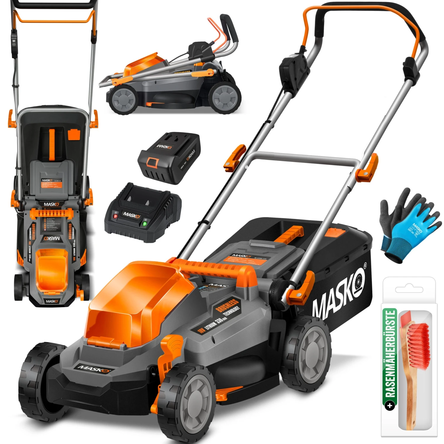 MASKO® Akku Rasenmäher ECO-X10 Inkl. 2X Akkus Li-Ion Batterie 4 Ah & Doppel-Ladegerät – Rasentrimmer Schnittbreite, 25-75mm Schnitthöhenverstellung 1 MASKO® Akku Rasenmäher ECO-X10 Inkl. 2X Akkus Li-Ion Batterie 4 Ah & Doppel-Ladegerät – Rasentrimmer Schnittbreite, 25-75mm Schnitthöhenverstellung