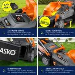 MASKO® Akku Rasenmäher ECO-X10 Inkl. 2X Akkus Li-Ion Batterie 4 Ah & Doppel-Ladegerät – Rasentrimmer Schnittbreite, 25-75mm Schnitthöhenverstellung 9 MASKO® Akku Rasenmäher ECO-X10 Inkl. 2X Akkus Li-Ion Batterie 4 Ah & Doppel-Ladegerät – Rasentrimmer Schnittbreite, 25-75mm Schnitthöhenverstellung -Netto 8600364700 23491 prod 004