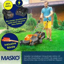 MASKO® Akku Rasenmäher ECO-X10 Inkl. 2X Akkus Li-Ion Batterie 4 Ah & Doppel-Ladegerät – Rasentrimmer Schnittbreite, 25-75mm Schnitthöhenverstellung 11 MASKO® Akku Rasenmäher ECO-X10 Inkl. 2X Akkus Li-Ion Batterie 4 Ah & Doppel-Ladegerät – Rasentrimmer Schnittbreite, 25-75mm Schnitthöhenverstellung -Netto 8600364700 23491 prod 006