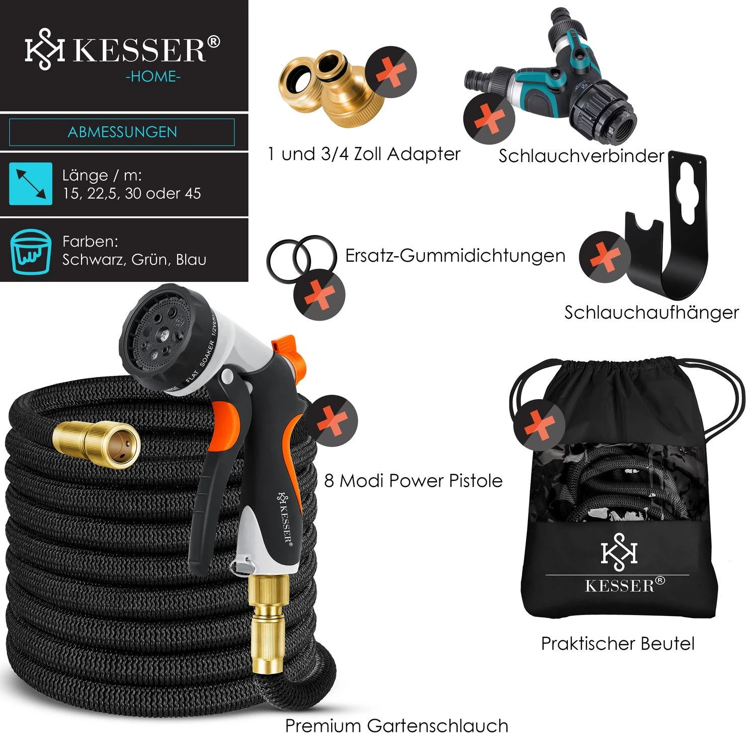KESSER® Premium Gartenschlauch Flexibler Wasserschlauch Dehnbarer Flexischlauch 5 KESSER® Premium Gartenschlauch Flexibler Wasserschlauch Dehnbarer Flexischlauch – Bild 5