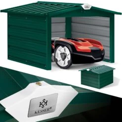 KESSER® Mähroboter Garage Mit Satteldach Dach Carport Überdachung Für Mähroboter Rasenmäher Rasenroboter Automower Garten Metall Witterungsbeständig Mährobotergarage Inkl. Montagematerial
