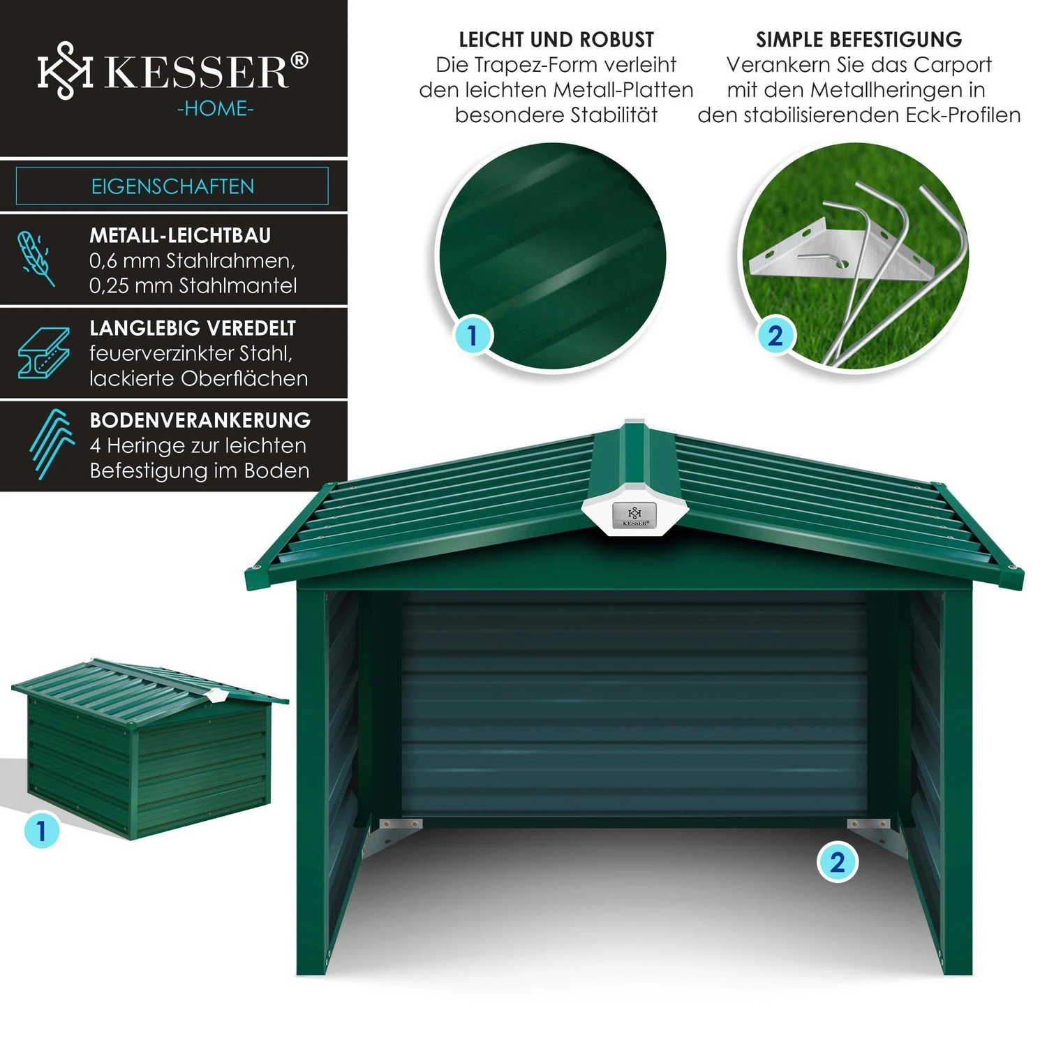 KESSER® Mähroboter Garage Mit Satteldach Dach Carport Überdachung Für Mähroboter Rasenmäher Rasenroboter Automower Garten Metall Witterungsbeständig Mährobotergarage Inkl. Montagematerial 2 KESSER® Mähroboter Garage Mit Satteldach Dach Carport Überdachung Für Mähroboter Rasenmäher Rasenroboter Automower Garten Metall Witterungsbeständig Mährobotergarage Inkl. Montagematerial – Bild 2