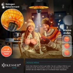 KESSER® Deckenheizstrahler Heizpilz Infrarot-Heizstrahler 2500W Terrassenstrahler Mit Fernbedienung Quarzstrahler | LED Licht | Decke | Infrarotstrahler | Mit Kette + Karabinerhaken Carbon-Heizelement 8 KESSER® Deckenheizstrahler Heizpilz Infrarot-Heizstrahler 2500W Terrassenstrahler Mit Fernbedienung Quarzstrahler | LED Licht | Decke | Infrarotstrahler | Mit Kette + Karabinerhaken Carbon-Heizelement -Netto 8600364700 24074 prod 003