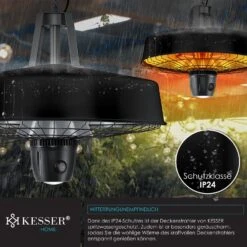 KESSER® Deckenheizstrahler Heizpilz Infrarot-Heizstrahler 2500W Terrassenstrahler Mit Fernbedienung Quarzstrahler | LED Licht | Decke | Infrarotstrahler | Mit Kette + Karabinerhaken Carbon-Heizelement 10 KESSER® Deckenheizstrahler Heizpilz Infrarot-Heizstrahler 2500W Terrassenstrahler Mit Fernbedienung Quarzstrahler | LED Licht | Decke | Infrarotstrahler | Mit Kette + Karabinerhaken Carbon-Heizelement -Netto 8600364700 24074 prod 005