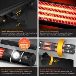 KESSER® Infrarot Heizstrahler 3000W IR-Gastro-Bar Inkl. LED Licht Terrassenstrahler Mit WiFi & Fernbedienung Inkl. Schutzhülle Infrarotstrahler Quarzstrahler Terrassenheizer Wand-Heizstrahler 8 KESSER® Infrarot Heizstrahler 3000W IR-Gastro-Bar Inkl. LED Licht Terrassenstrahler Mit WiFi & Fernbedienung Inkl. Schutzhülle Infrarotstrahler Quarzstrahler Terrassenheizer Wand-Heizstrahler -Netto 8600364700 24172 prod 003