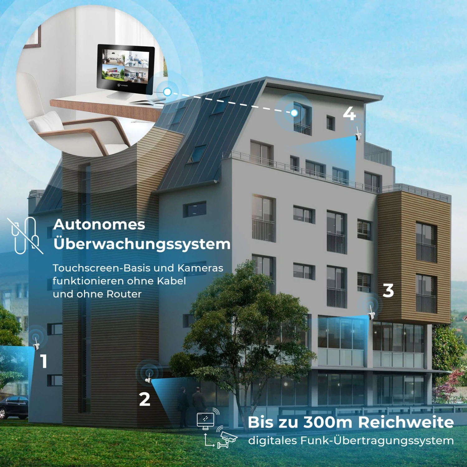 LUVISION Akku Funk Video Überwachungssystem Mit Batterie PIR Mikrofon Gegensprechfunktion Solar Flutlicht Kompatibel 4 LUVISION Akku Funk Video Überwachungssystem Mit Batterie PIR Mikrofon Gegensprechfunktion Solar Flutlicht Kompatibel – Bild 4