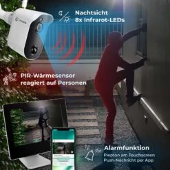LUVISION Akku Funk Video Überwachungssystem Mit Batterie PIR Mikrofon Gegensprechfunktion Solar Flutlicht Kompatibel 11 LUVISION Akku Funk Video Überwachungssystem Mit Batterie PIR Mikrofon Gegensprechfunktion Solar Flutlicht Kompatibel -Netto 8600367700 2221 prod 006